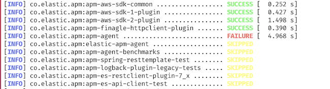 maven test output using bright yellow